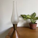 Lampe scandinave midcentury en teck et laiton