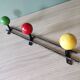 Coat rack steel pateres balls wood