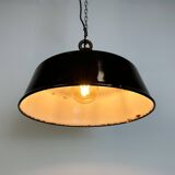 Black enamel industrial pendant lamp, 1950s