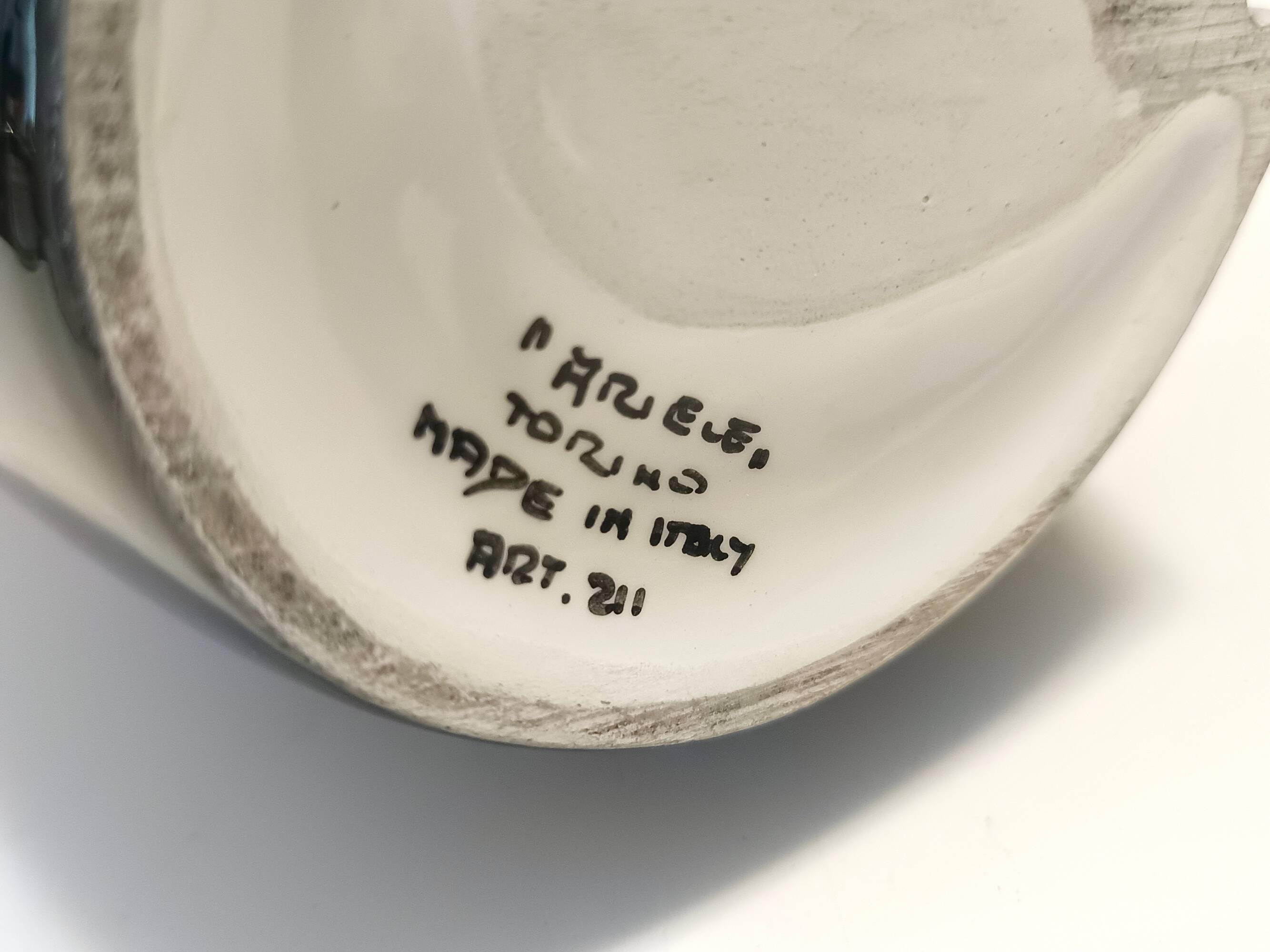 Purple, Pink and White Hand-Painted Ceramic Vase by Ariele, Turin, Italy