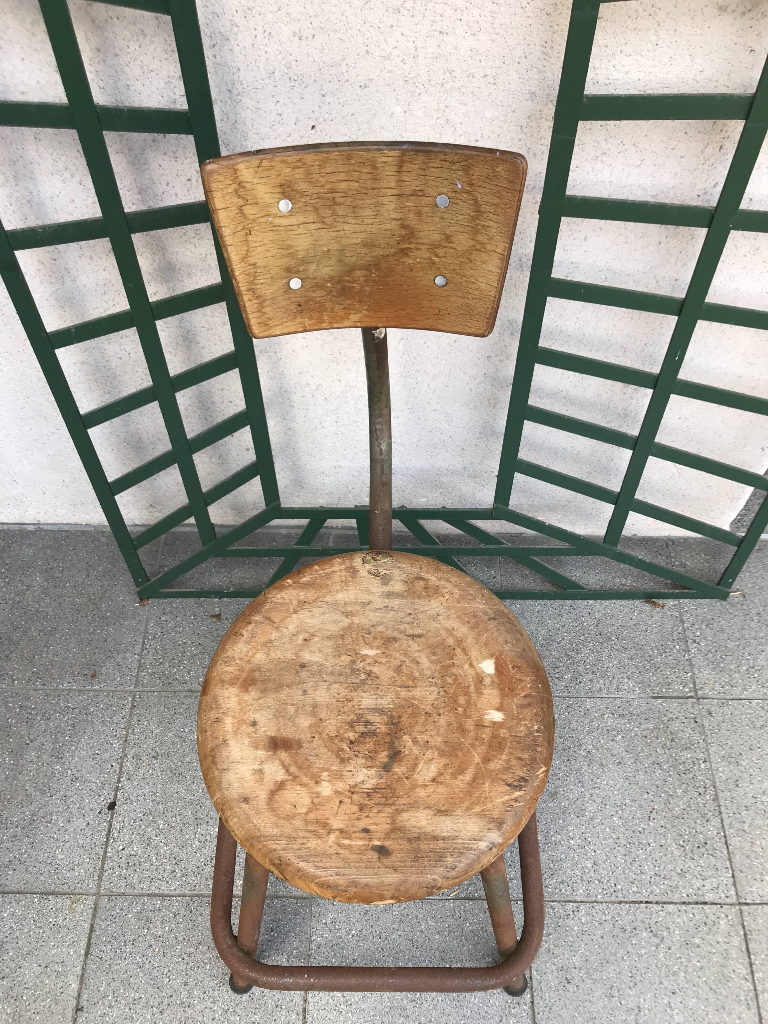 Vintage Industrial Tabouret Ets Sautereau Paris