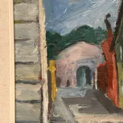 Original Swedish Oil on Panel – “Urban Landscape” by B. Gustavson – Signed – Dated 1947 – Vintage & Framed