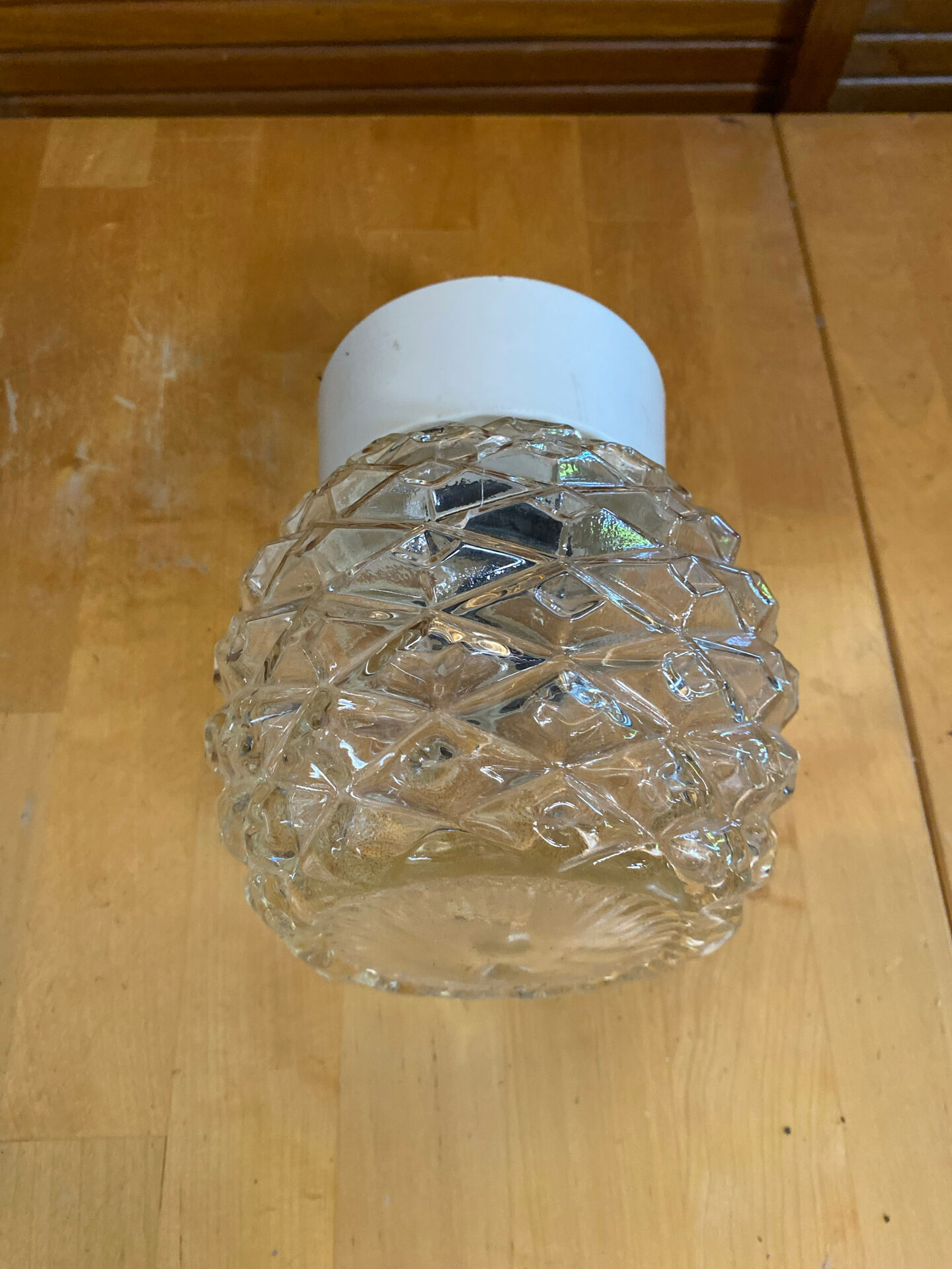 Vintage corodex ceiling light moulded glass + white bakelite support