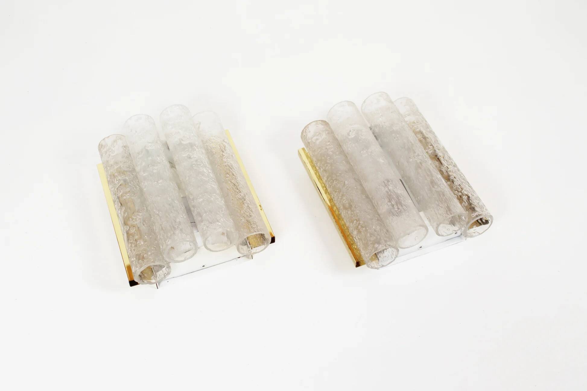 Pair of wall lamps in brass and glass by Doria Leuchten