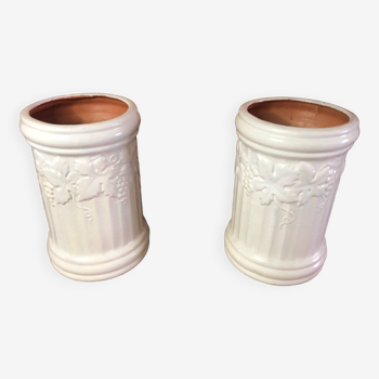 Paire vase scheurich keramik céramique blanche décor vignes #a471