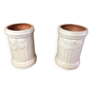Paire vase scheurich keramik céramique blanche décor vignes #a471
