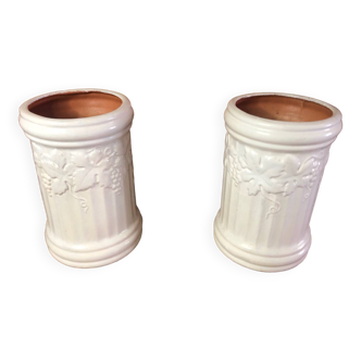 Pair scheurich keramik vase white ceramic vines decor #a471