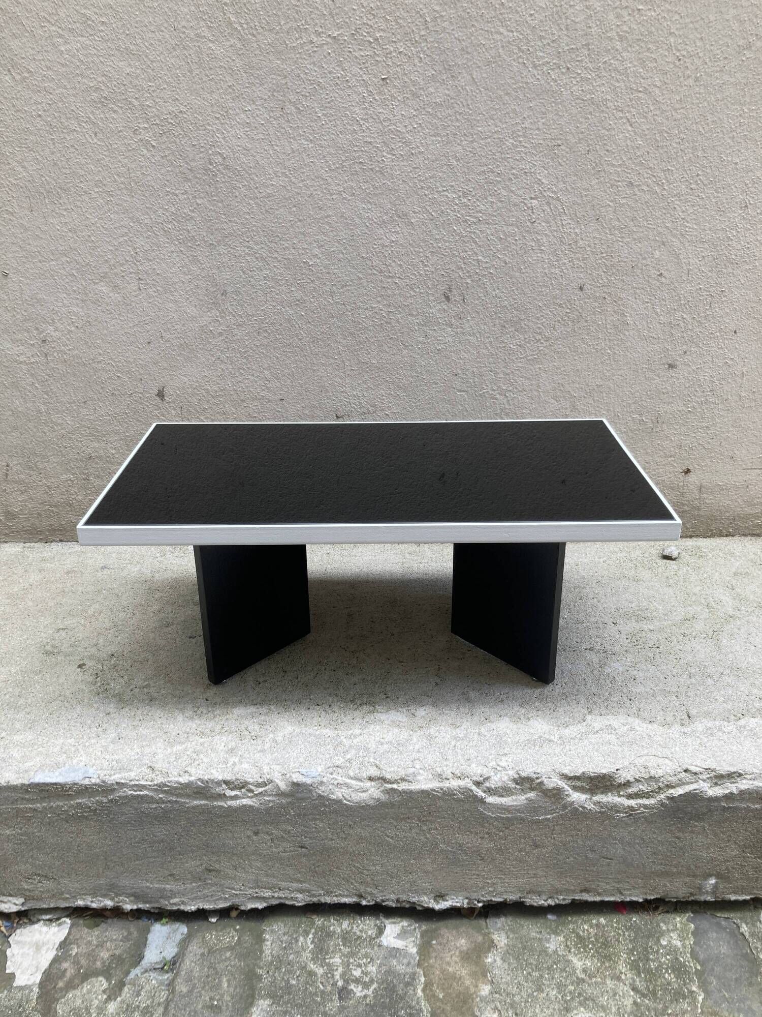 Vintage 1970s coffee table — Black smoked glass top