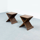 Pair of vintage wooden stools - Italy circa 1950