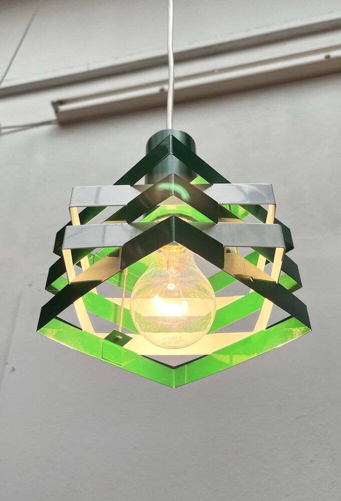 Modern metal lamella pendant lamp from the mid-century in the style of J. J. M. Hoogervorst for Anvia, 1960s.