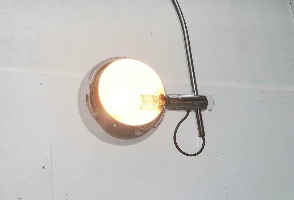 Chrome metal arc floor lamp Space Age mid-century by Cosack, 1960s