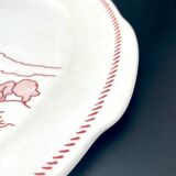 Gien serving dish with handles, burgundy landscape pattern - fcsv9