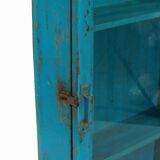 Vintage blue old teak wall display case patina and original piece from india