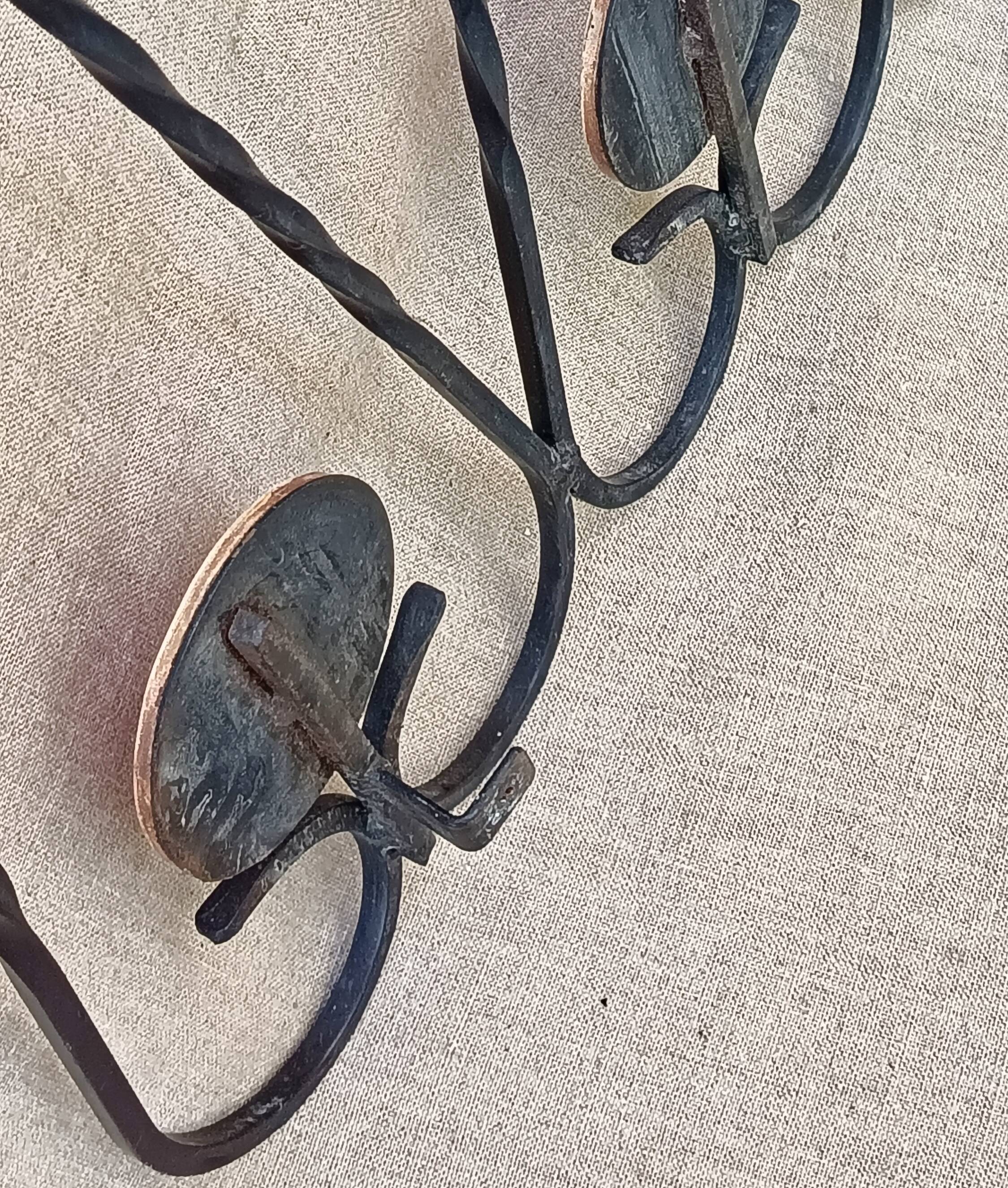 Coat hook, wrought iron and ceramic coat rack
