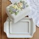 Large vintage faience butter dish and barbotine with fruit motif - Gerber Prestige