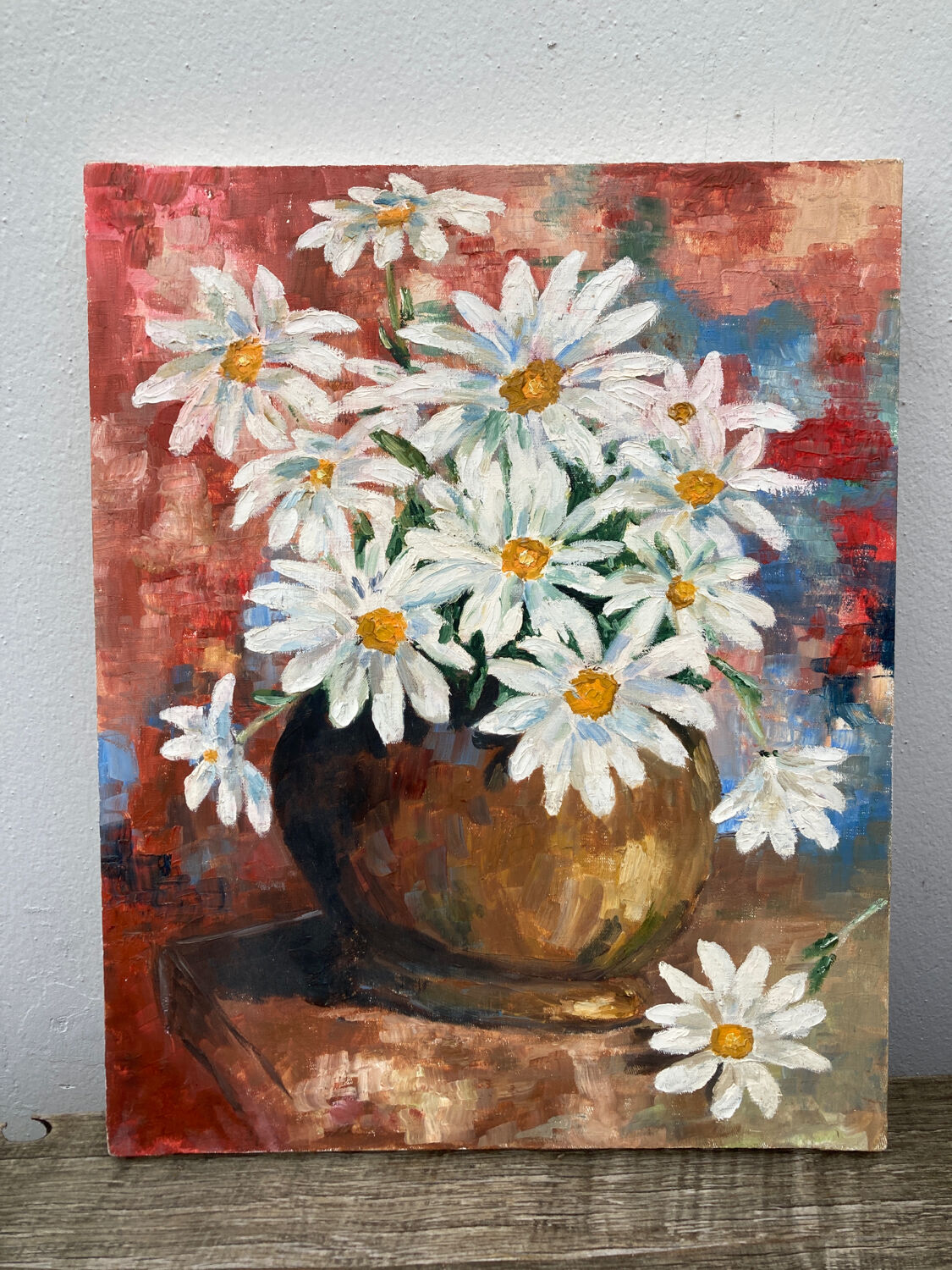 Oil on canvas bouquet of flower old painting
