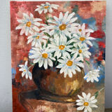 Oil on canvas bouquet of flower old painting