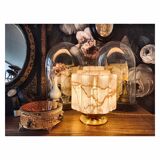 Lampe globe art deco en opaline marbrée rose