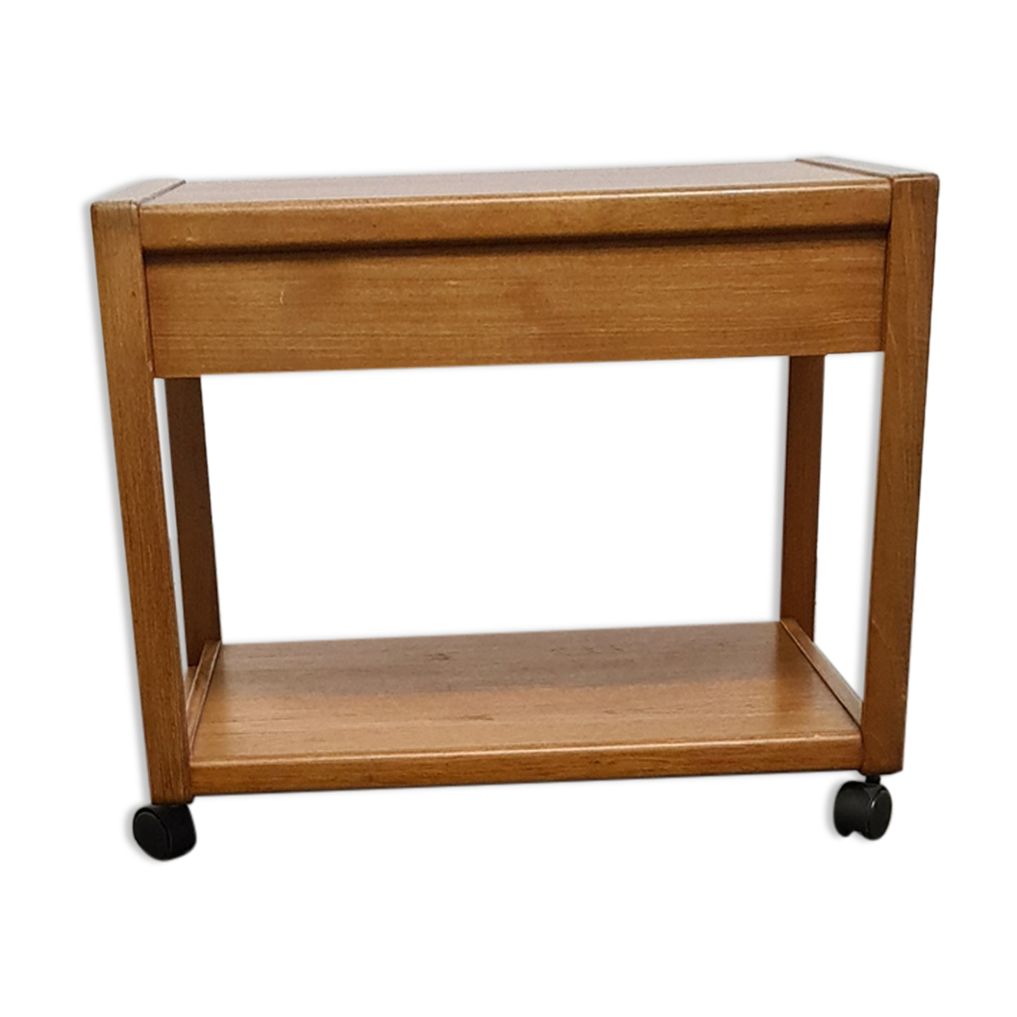 Table d’extrémité en teck vintage ou chariot tv