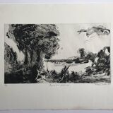 Etienne LODÉHO, Landscape with figure, 1988. Aquatint signed in pencil