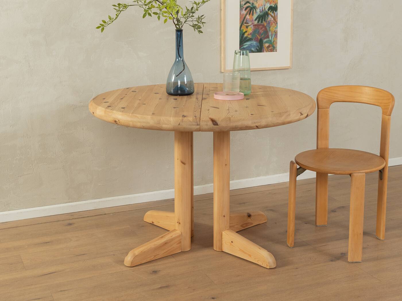 Classic Dining Table from the 1970s, solid pine wood