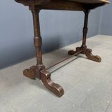 Table de bistrot ancienne française avec plateau en bois d'orme clair