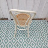 Lot of 4 bistro chairs in caned wood