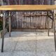Console, table, bois brut, métal, vintage