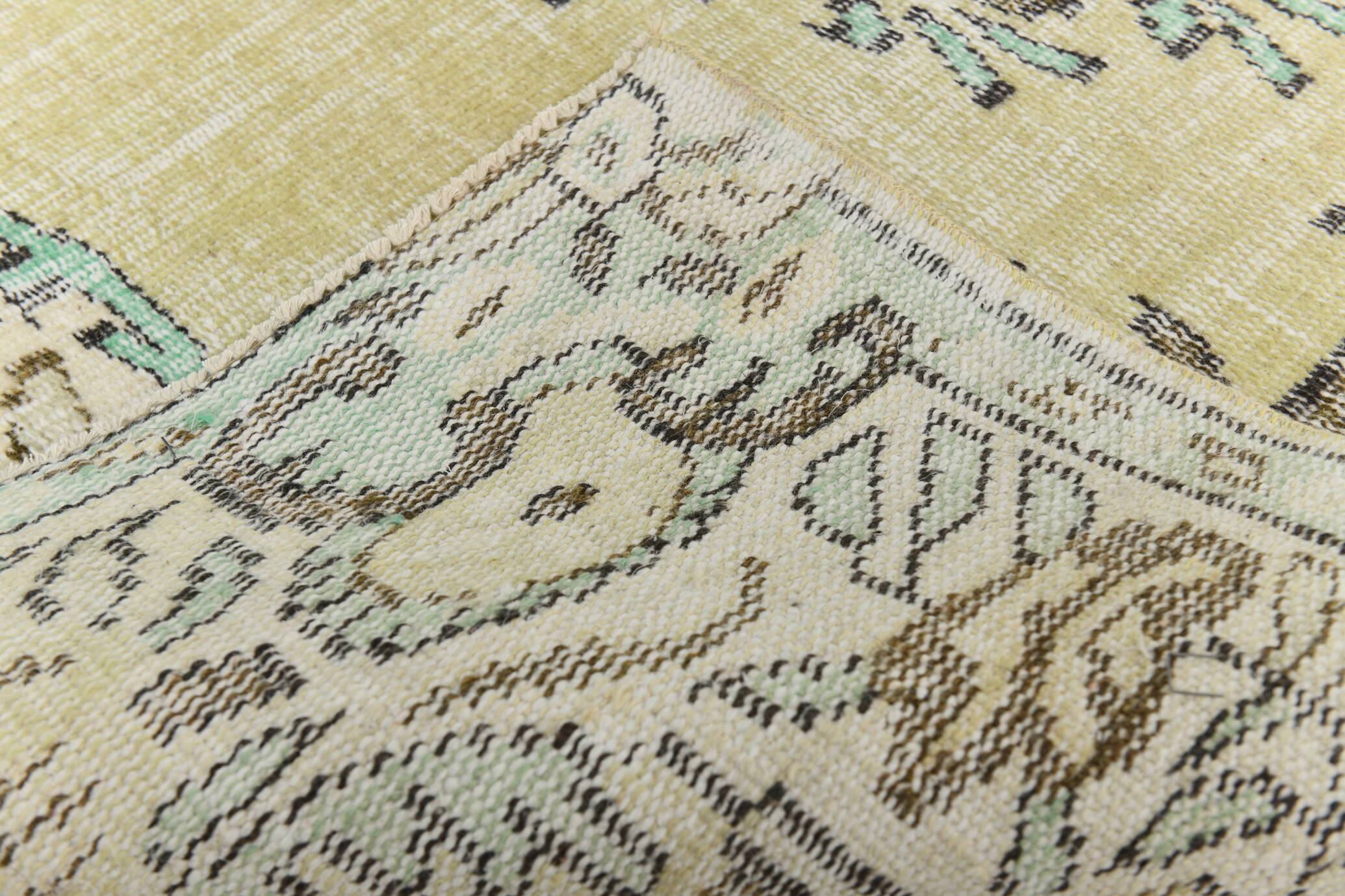 Tapis persan oriental vert clair et jaune 5x8, 165x238 cm