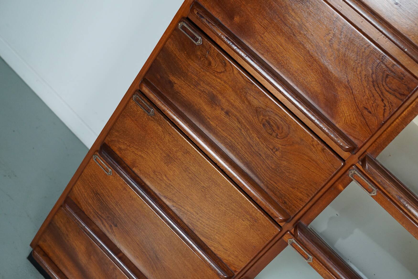 Vintage dutch hardwood haberdashery shop cabinet, 1930s
