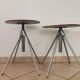 German red leather swivel filigree rotating height adjusting stools by Hailo 1960s, Set of 2
