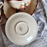 Service à thé vintage en faïence de Longchamp - Modèle Agen - 5 pièces