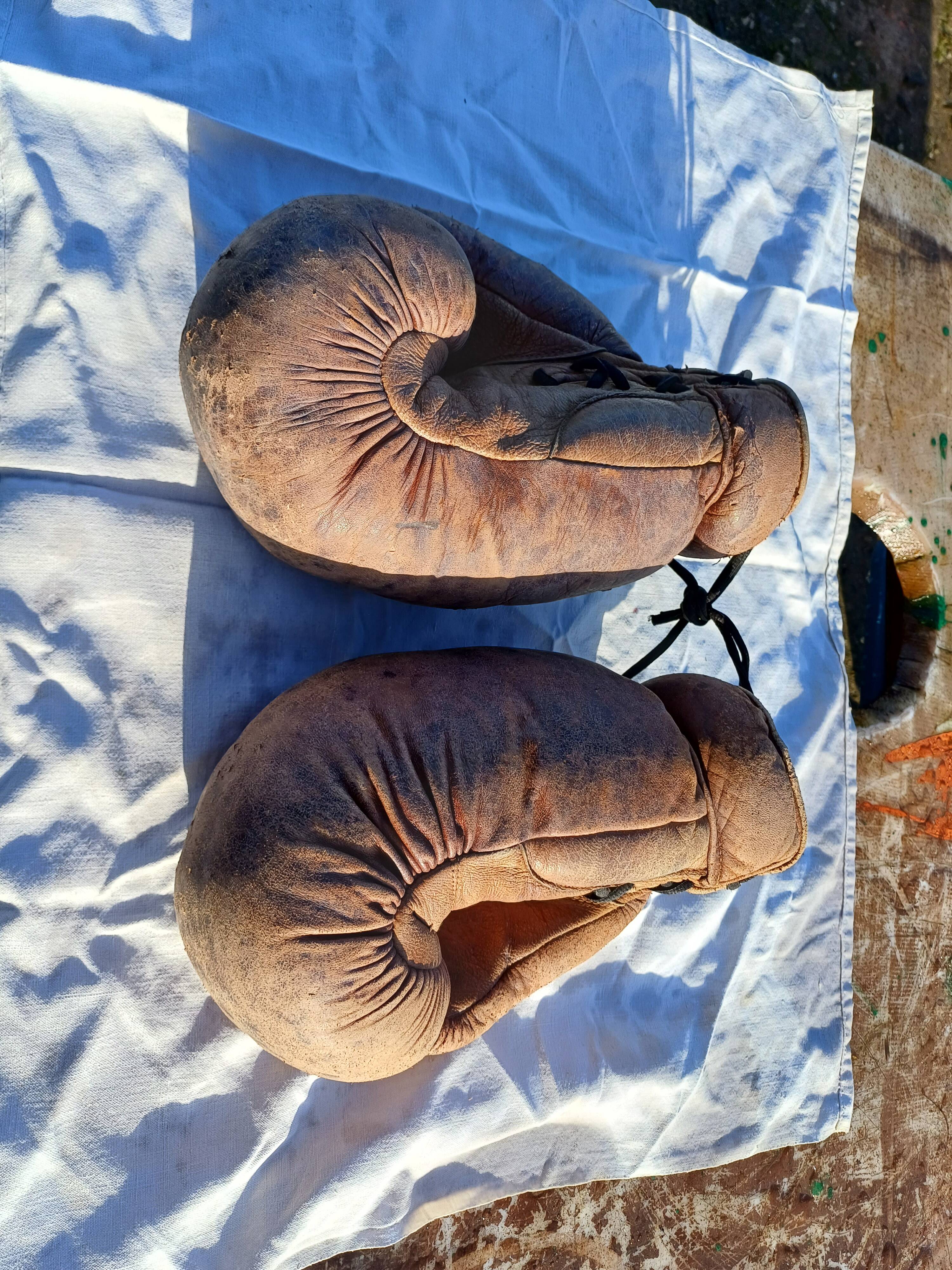 Pair of Old Leather Boxing Gloves