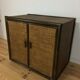 2-door woven rattan dresser, 70s