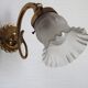 French Vintage Brass Single Wall Light Patterned Frilled Glass Shade