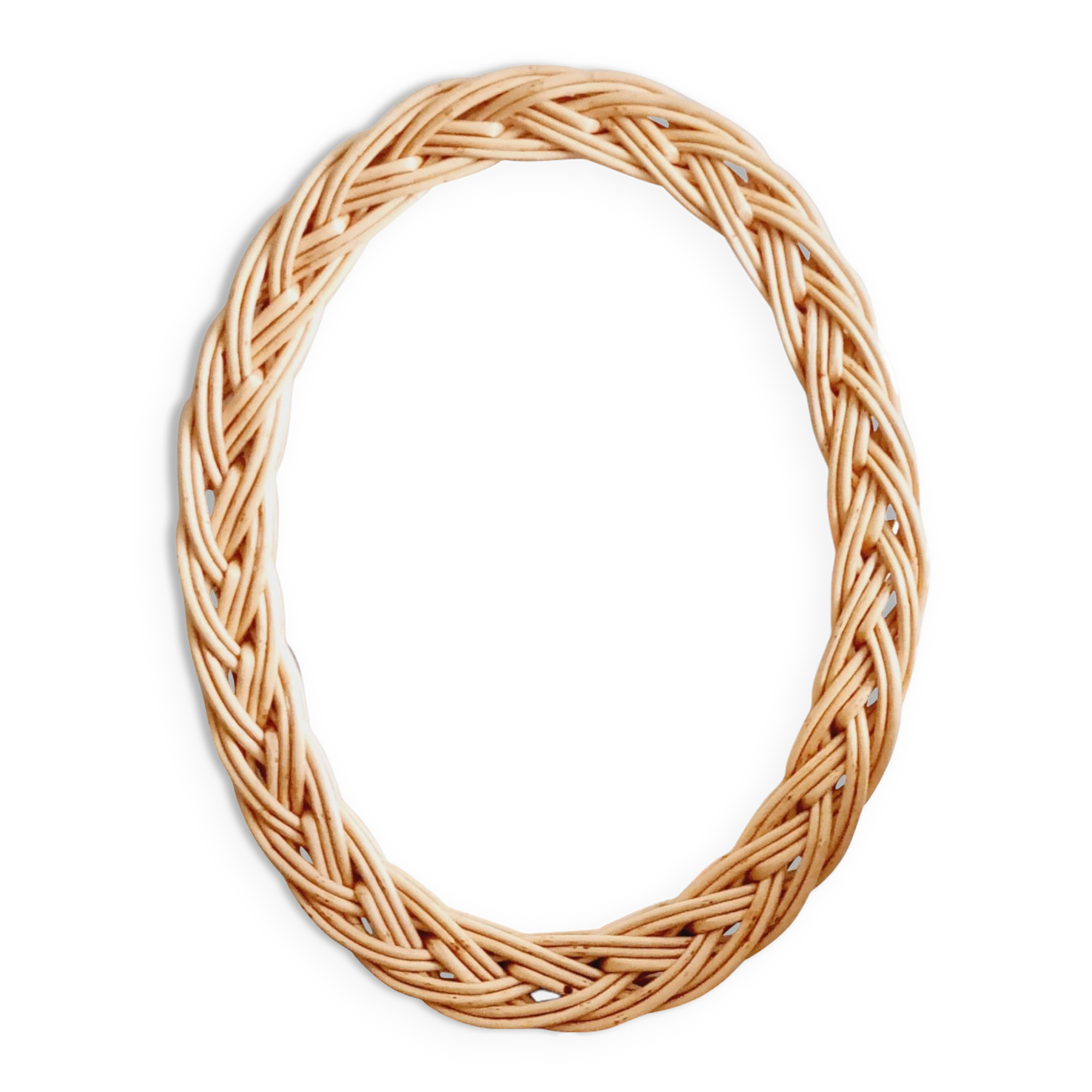 Oval rattan mirror from the 60s