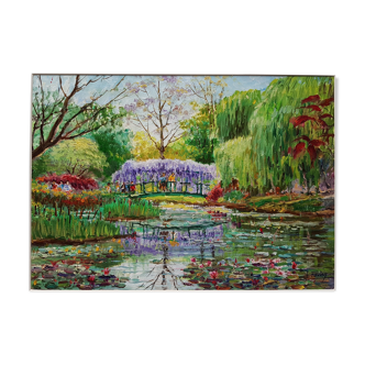 Painting by Charles Pavan "Garden by Claude Monet in Giverny"