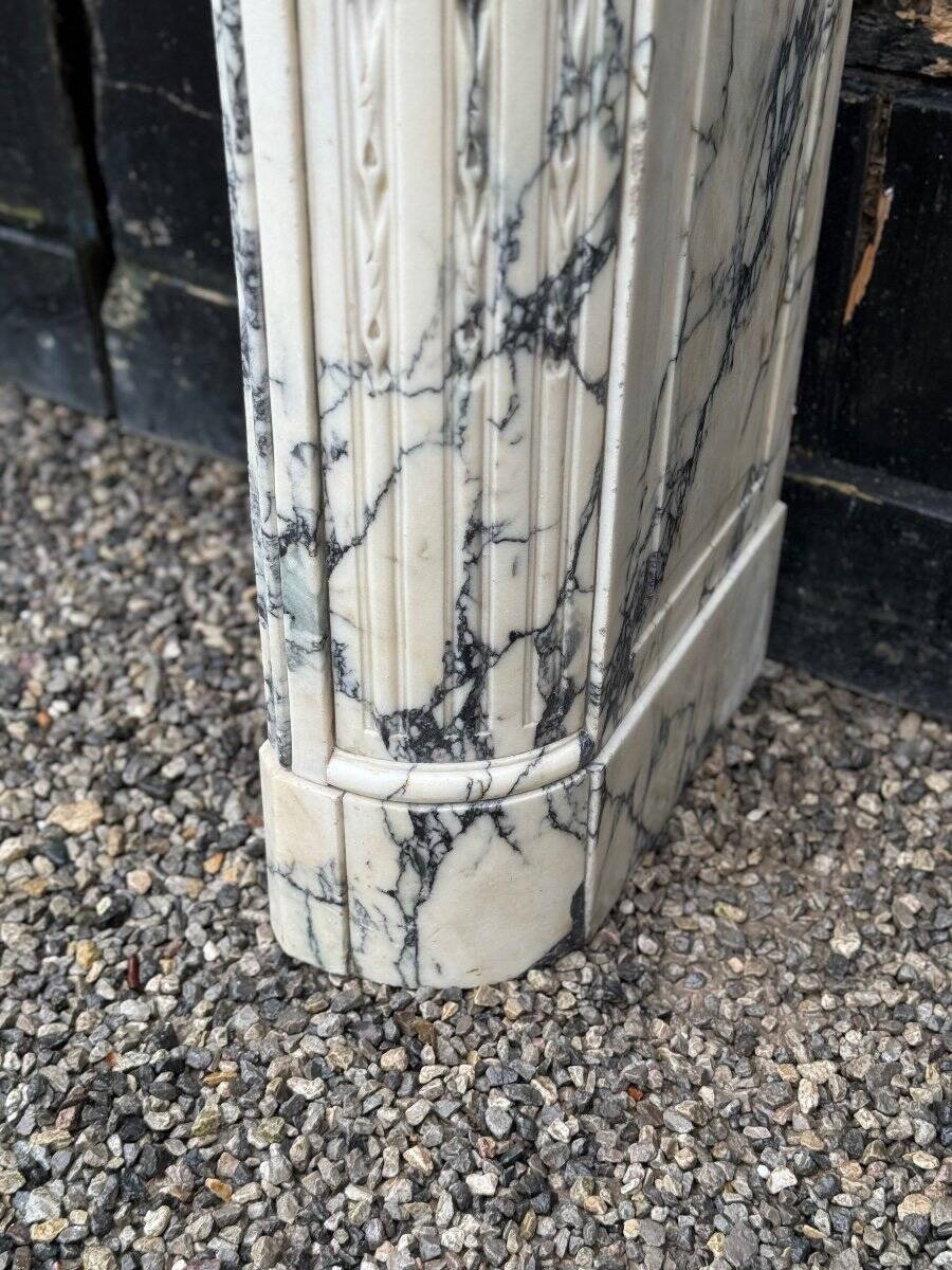 Louis XVI Style Fireplace In Violet Breccia Marble Circa 1880