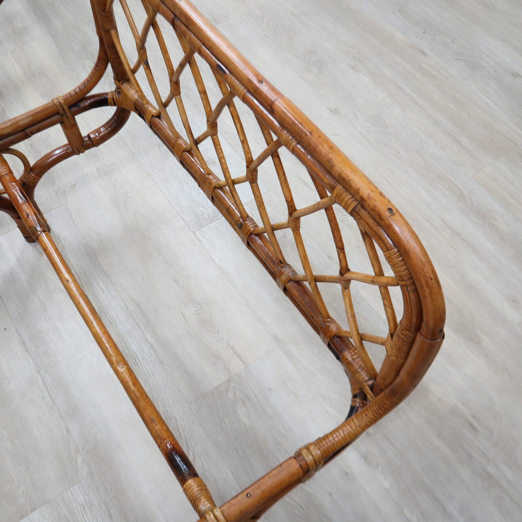 Pair 1960s Franca Helg Bonacina Rattan Malacca Daybeds