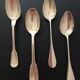 4 antique silver-plated metal teaspoons