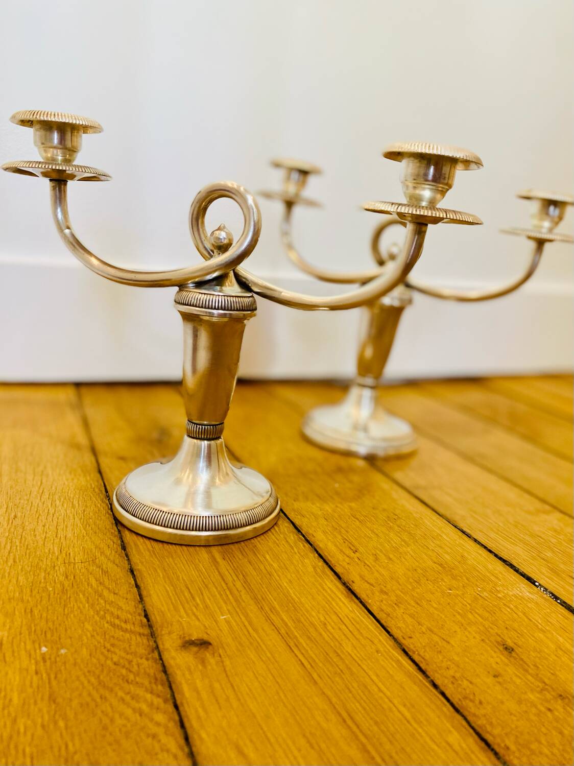 Magnificent pair of Chritofle candlesticks, Royaumont model - 1950s