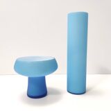 Pair of Cyan Murano Cased Glass Vases by Carlo Moretti, Italy