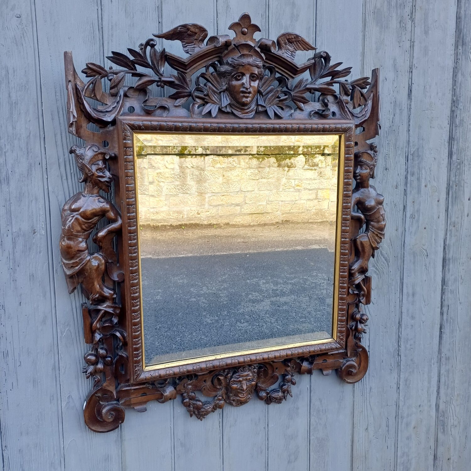 Mirror from an ancient castle, carved in Neo-Renaissance style.