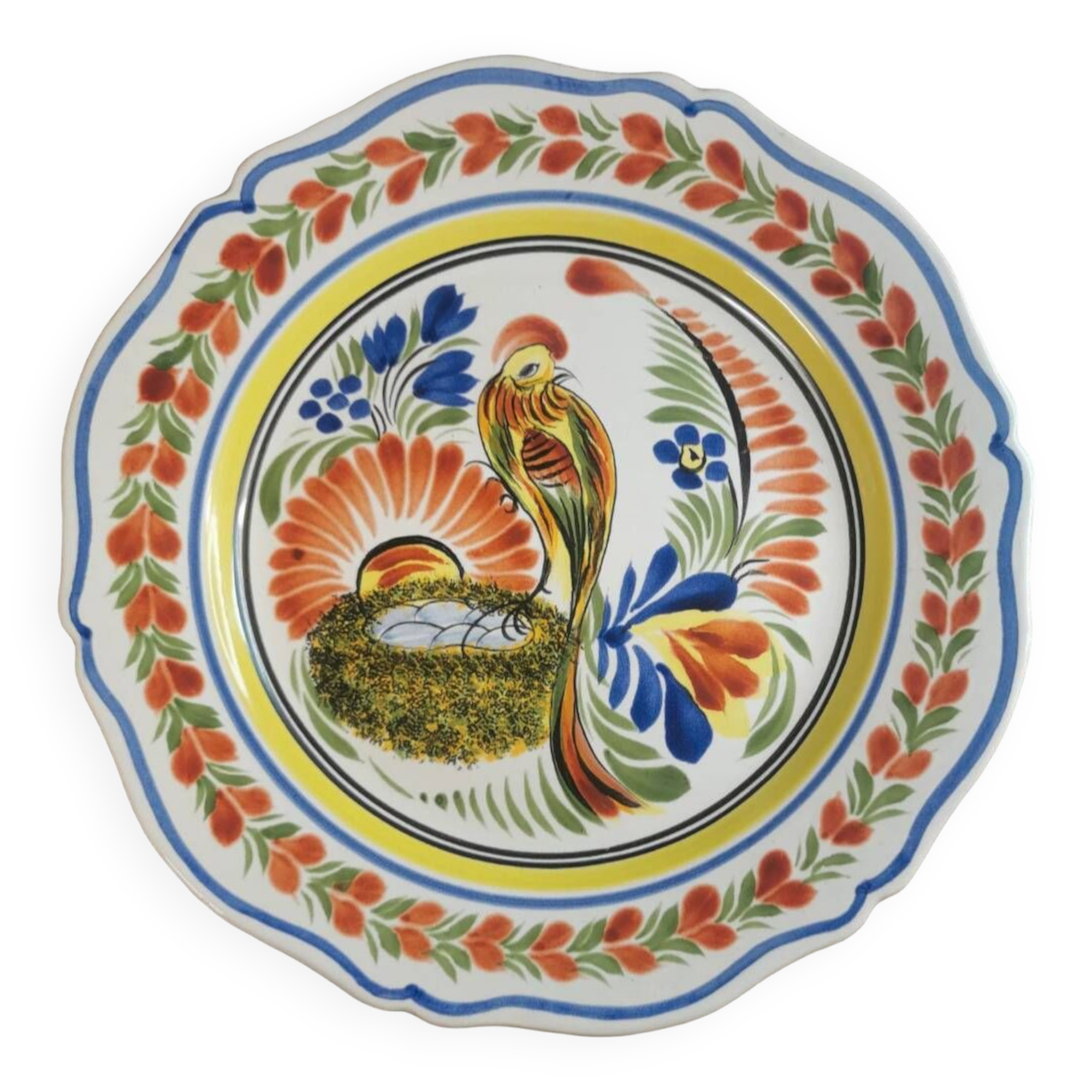 Assiette Ancienne Henriot Quimper En Faïence, Jeux Olympiques D'Hiver, Années 70, Diamètre 24cm
