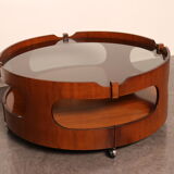 Round coffee table  Frame in plywood- top in smoked glass  Italy - 1960's