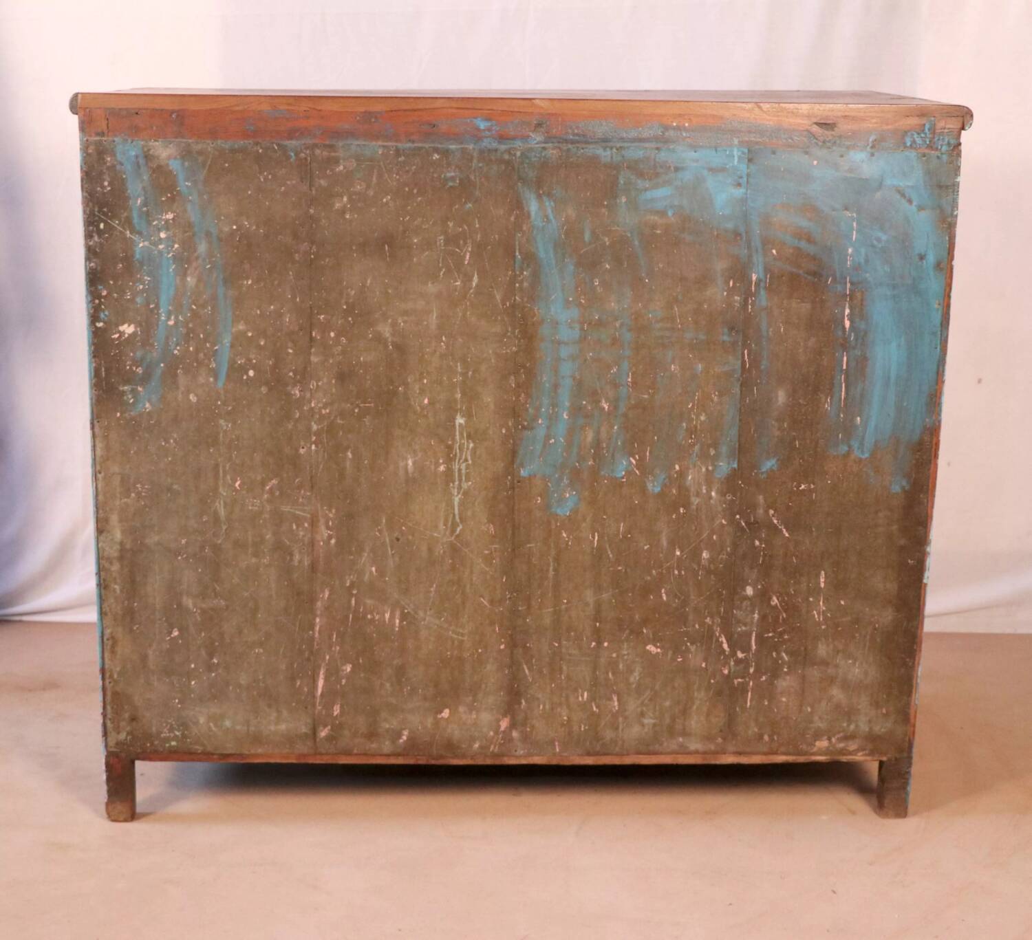 Old Burmese teak sideboard with original blue patina