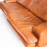 Vintage three-seater leather sofa. Edition by Roche Bobois. France, 70s-80s