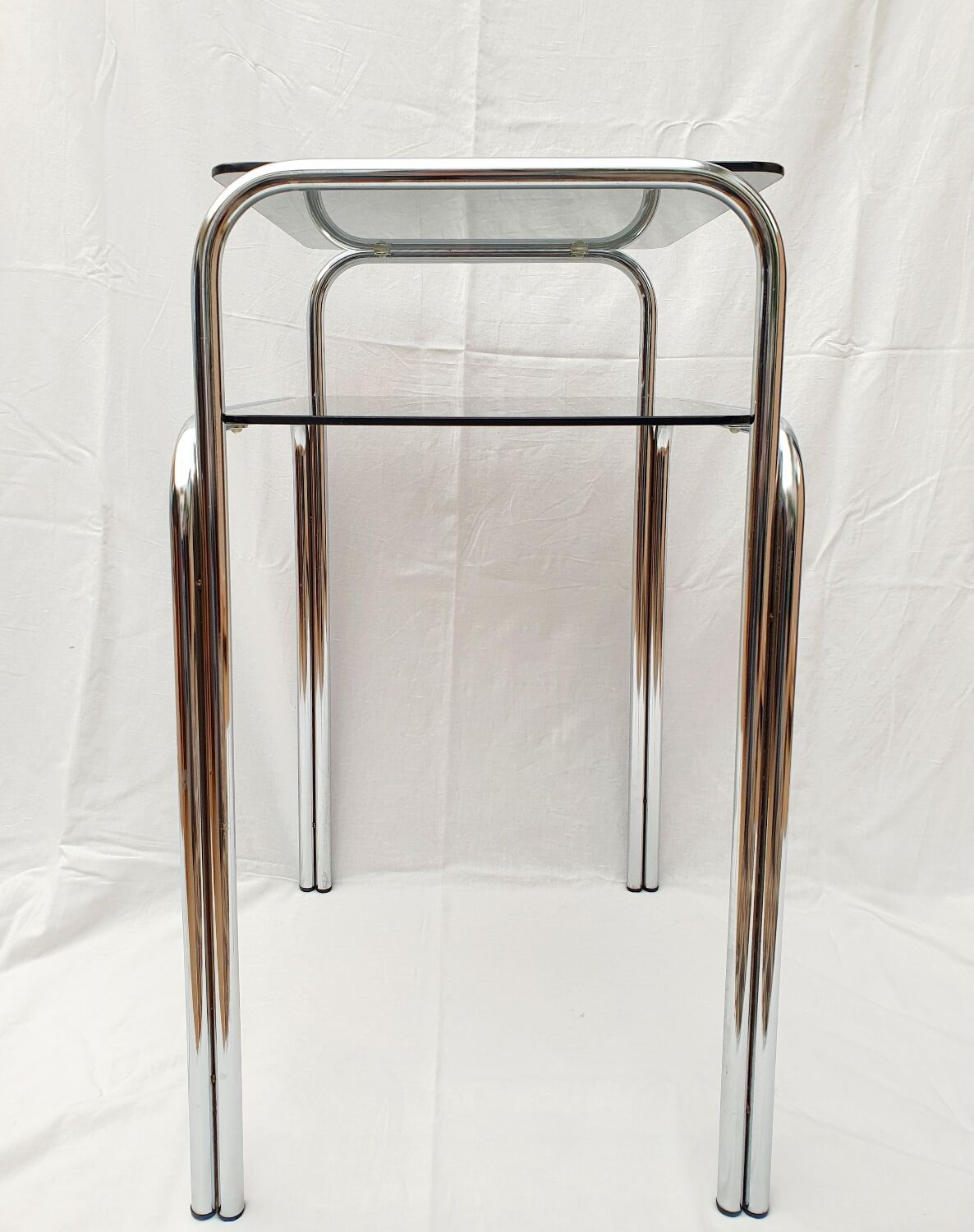 Design console 70 metal chromed smoked glass