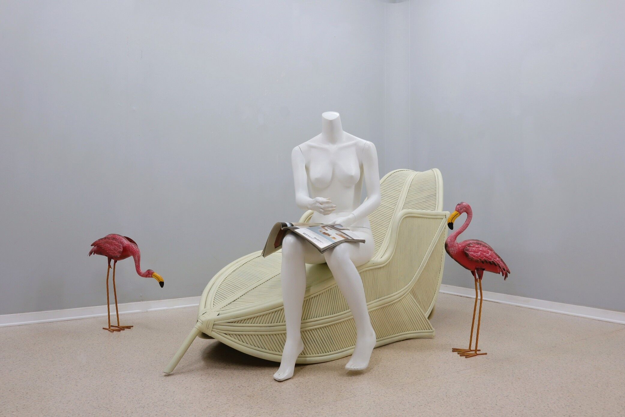 Vintage rattan chaise lounge vivai del sud 1970s