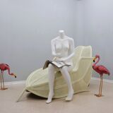 Vintage rattan chaise lounge vivai del sud 1970s
